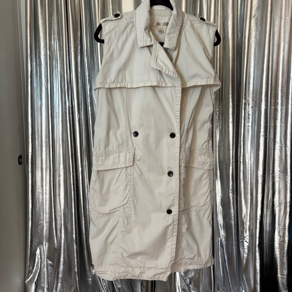 Banana Republic Cream Sleeveless Utility Trench Vest Small Tall